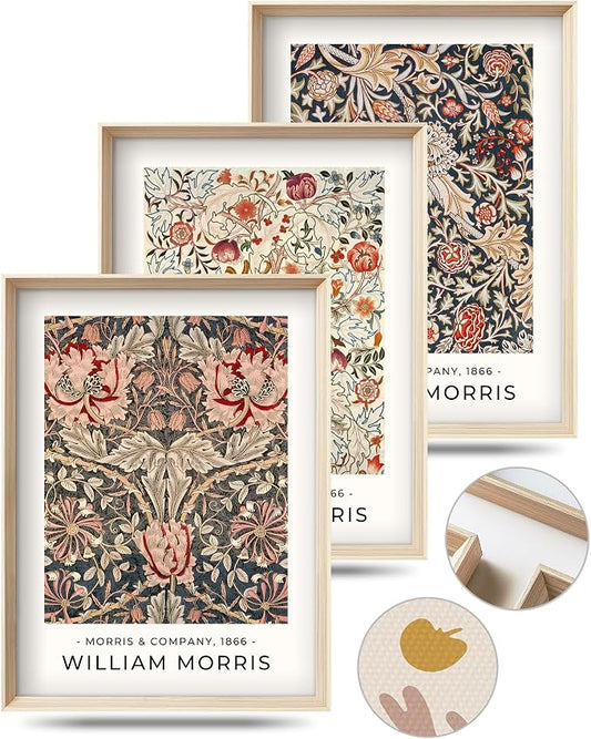 Framed William Morris Canvas Wall Art, Floral Pattern Vintage Poster Wall Decor by HesenDot