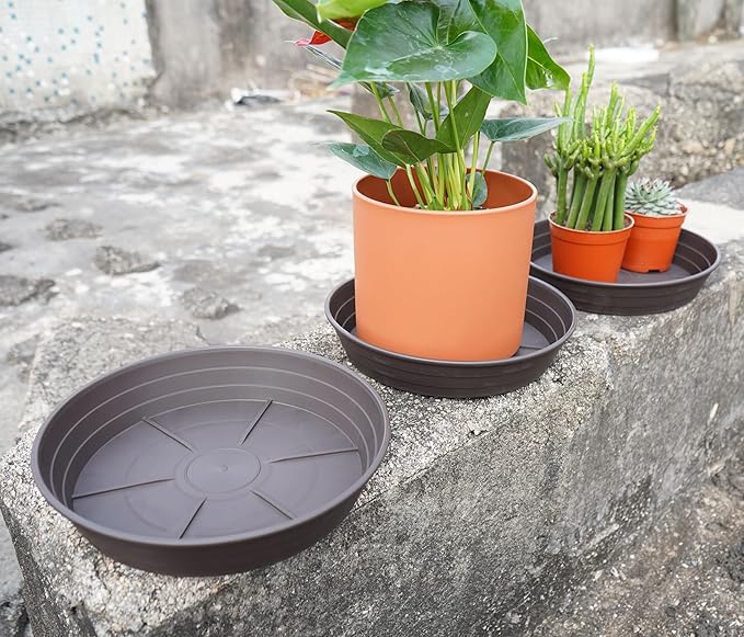 Plant Saucer 14 Inch 4 Pack 6 8 10 12 14 16 18 20 25, Plastic Plant Trays for Pots，Extra-Deep Plant Water Dray Tray, Bird Bath Bowl, Heavy Flower Plant Saucers Indoors and Outdoor No Holes