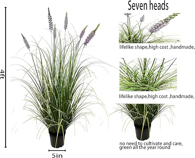 Artificial Plant 47in(1pack) Tall Artificial Lavender Plant,Faux Plants Indoor Home Decorative Artificial Plants & Flowers in Pot Fake Plant, House Plant Indoor