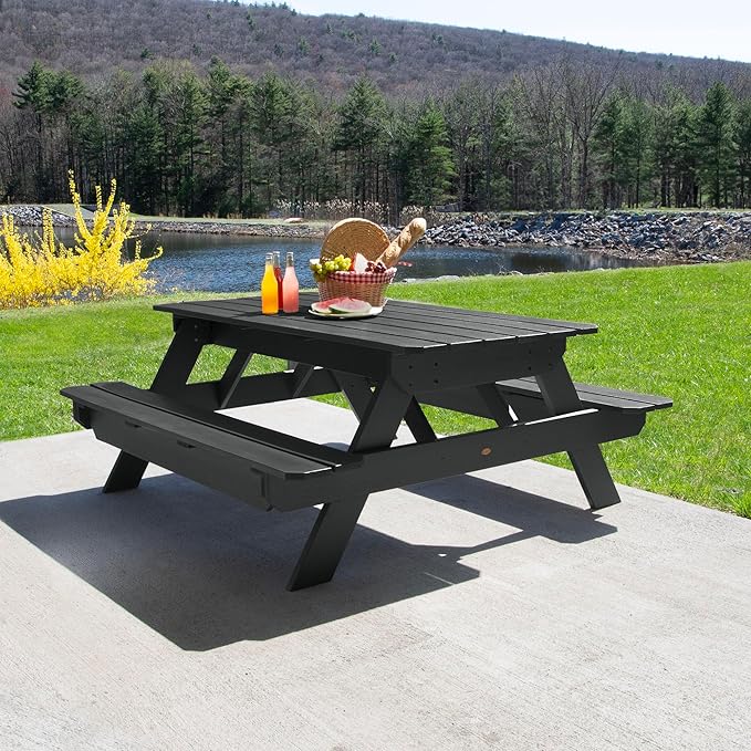 highwood Hometown Picnic Table, 6 Foot, Black