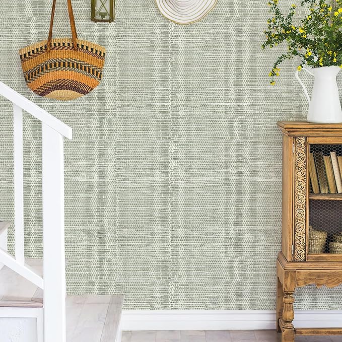 HueBurst Grasscloth Peel and Stick Wallpaper 17.3" x 60" Renter Friendly - Image 6
