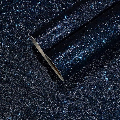 CHIHUT Black Blue Glitter Wallpaper Peel and Stick 15.7''x100'' Sparkle Glitter by CHIHUT