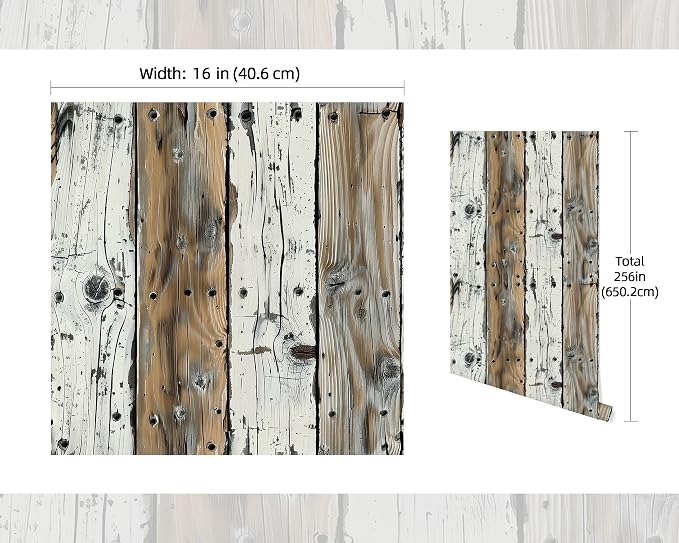 FLFK Shiplap Wallpaper Peel and Stick Removable Wood Wallpaper 16" x 256" Vinyl - Image 2