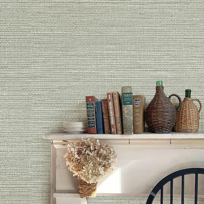 JiffDiff Grasscloth Wallpaper Peel and Stick Cream Grassweave Stick on - Image 8