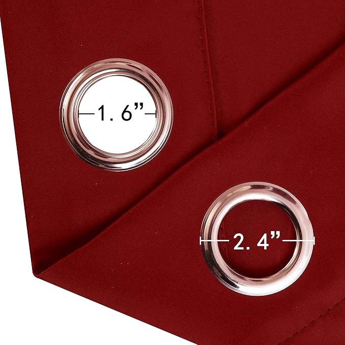 LEMOMO Red Blackout Curtains/52 x 63 Inch/Set of 2 Panels Room Darkening - Image 6