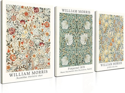 Induslyfe Framed Flower Wall Art Canvas Decor Set of 3, William Morris Framed by Induslyfe
