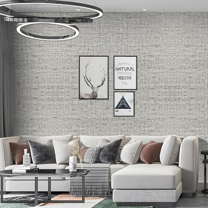 Gray Wallpaper Peel and Stick 15.75x196.85inch Contact Paper Grasscloth - Image 2