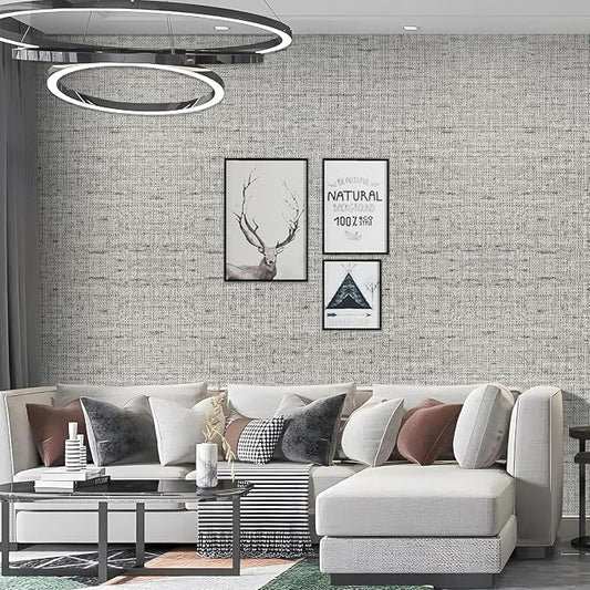 Gray Wallpaper Peel and Stick 15.75x196.85inch Contact Paper Grasscloth - Image 2