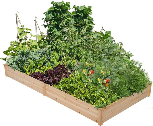 Yaheetech 8×4ft Wooden Horticulture Raised Garden Bed Divisible Elevated Planting Planter Box for Flowers/Vegetables/Herbs in Backyard/Patio Outdoor, Natural Wood, 93 x 48 x 10in