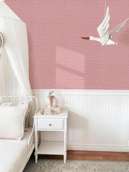 Guvana Grasscloth Peel and Stick Wallpaper Pink Textured Contact Paper Modern - Image 2