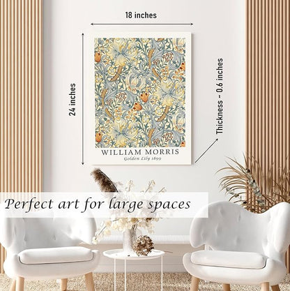 Induslyfe Large Framed Flower Wall Art Canvas Decor Set of 3, William Morris - Image 6