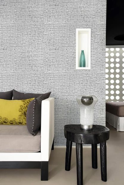 Gray Grasscloth Peel and Stick Wallpaper Textured Contact Paper 15.7inch x - Image 9