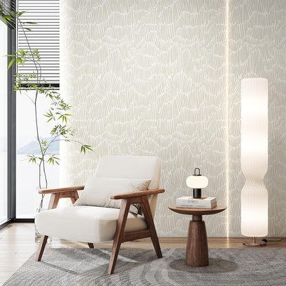 Theper Beige Modern Striped Wallpaper Peel and Stick Boho 17.3"×275" Removable - Image 7