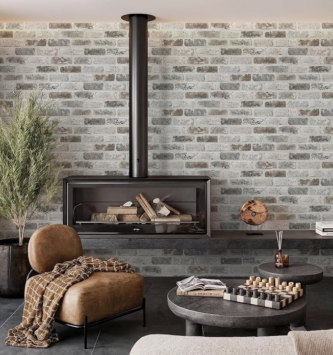 Guvana 17.3"×590" Brick Peel and Stick Wallpaper Grey Brown 3D Self Adhesive - Image 6