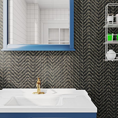 FunStick 24"x200" Black and Gold Peel and Stick Wallpaper Removable Geometric - Image 2
