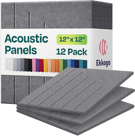Acoustic Panels 12-Pack Soundproof Wall Panels 12"x12"x0.4" Decorative Sound by EkkogoAcousticPanels