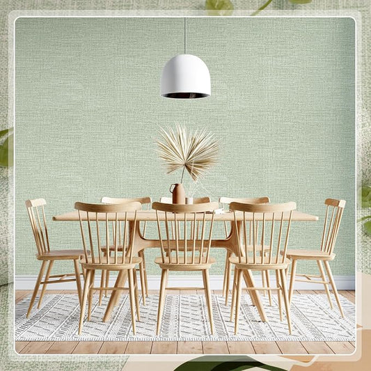 Amiya Grasscloth Wallpaper Sage Green Peel and Stick Faux Fabric Linen Contact - Image 2
