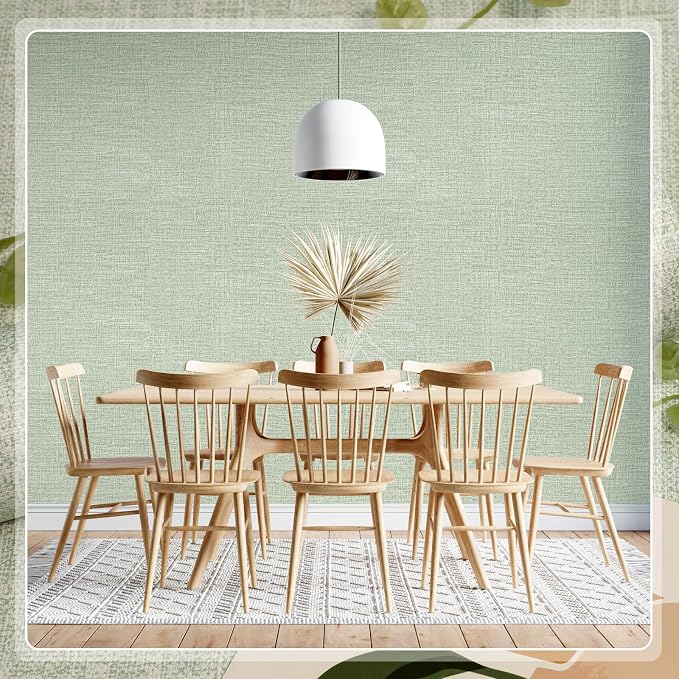 Amiya Grasscloth Wallpaper 17.3"x120" Sage Green Peel and Stick Faux Fabric - Image 9
