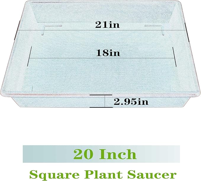 Square Plant Saucer 20 Inch 2 Pack, Large Plant Trays for Pots Heavy Duty Plastic Plant Saucers for Indoors Outdoors, Flower Pot No Holes Terracotta Plant Lover Gardening Gifts