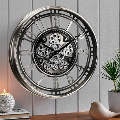 CLXEAST 21 Inch Large Moving Gear Wall Clock, Industrial Steampunk Decor by CLXEAST