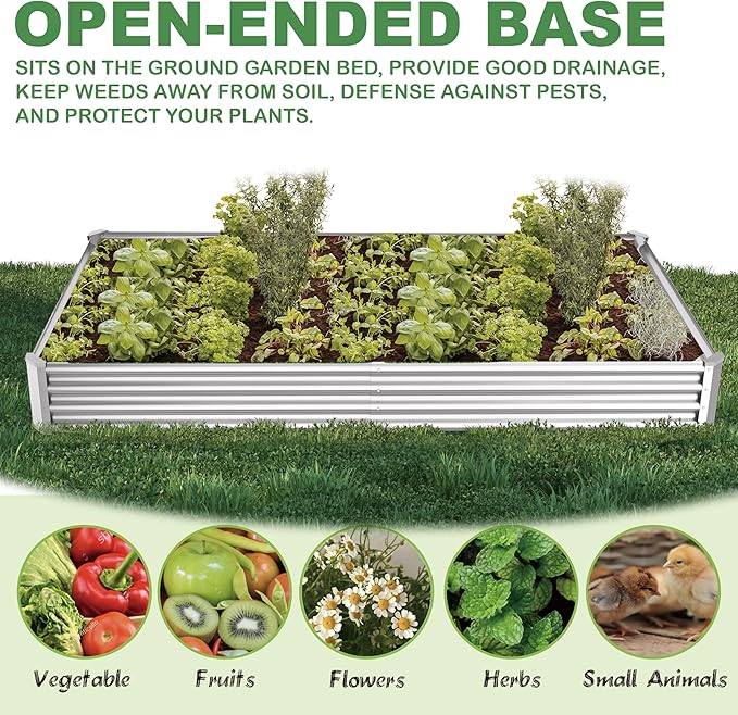 6x2x1ft(2 Pack) Galvanized Raised Garden Bed for Gardening,Metal Planter Boxes Outdoor Patio Kit Planting Bed for Vegetables Flowers Herb,Silver