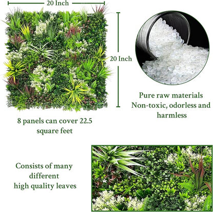 ODTORY Artificial Plant Wall Panels: 20"×20" 8P UV-Anti Faux Grass Wall - Image 2