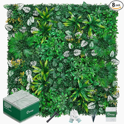 Grooy Artificial Hedge Grass Wall, Boxwood Panels 20"x20", UV Protected Privacy by FEELTHENEWWORLD