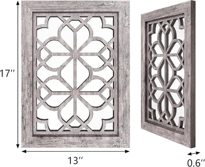 Set of 2 13x17 Inch Rectangular Shatterproof Decorative Wall Mirrors, Boho - Image 2