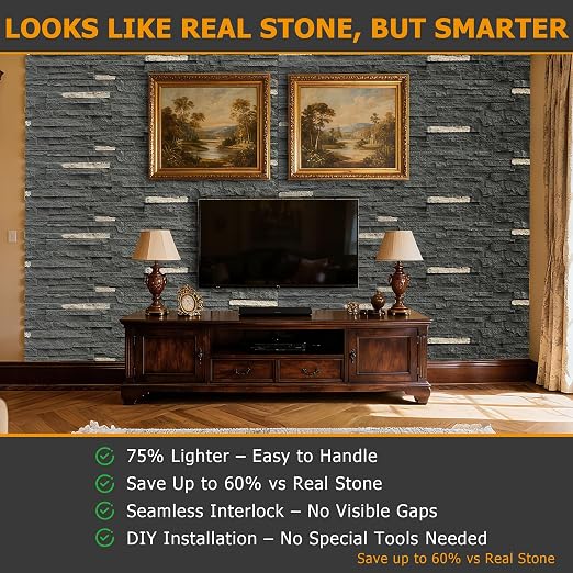 ROOMTEC 1-Pack Faux Stone Wall Covering Panels - Image 4