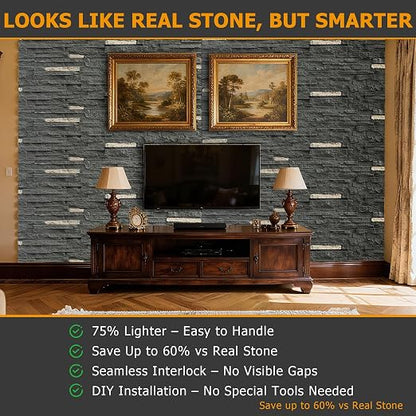 ROOMTEC 1-Pack Faux Stone Wall Covering Panels - Image 4
