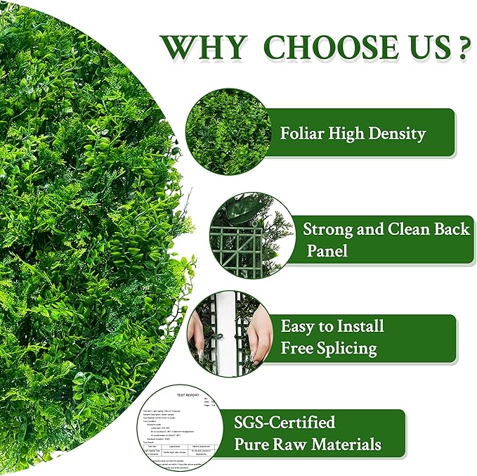 ODTORY Artificial Plants Hedge Wall Panels：20x20 Inch 8P UV-Anti Greenery - Image 4