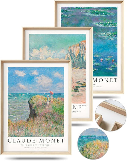 HesenDot Claude Monet Framed Wall Art, 12x16in High Framed Canvas Prints by HesenDot