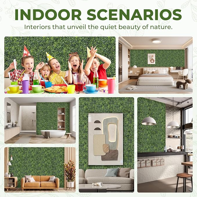 Artificial Grass Wall Panel Screen: 20"x20" 24P UV-Anti Faux Boxwood Panels - Image 5
