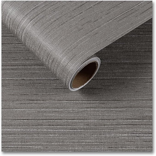 CRE8TIVE Dark Grey Grasscloth Wallpaper Removable Textured Wallpaper Stick and by CRE8TIVE