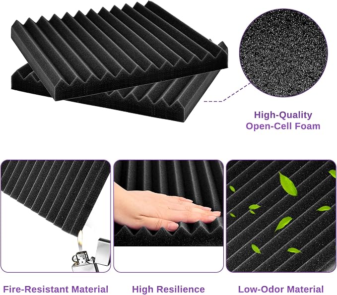 Acoustic Foam Panels for Walls, 52 Pack Sound Proof Foam Panels, Gaming Room & - Image 4