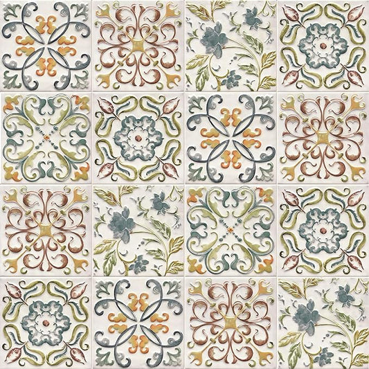 Wudnaye Bohemian Wallpaper Peel and Stick Faux Tile Contact Paper 17”×118” Tile by Wudnaye