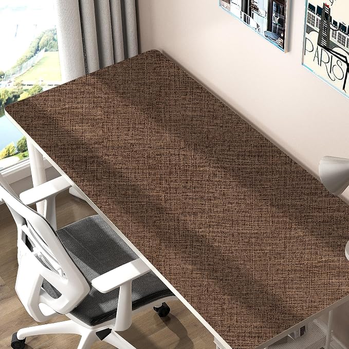 Brown Grasscloth Peel and Stick Wallpaper 17.3"x160" Faux Linen Textured - Image 8