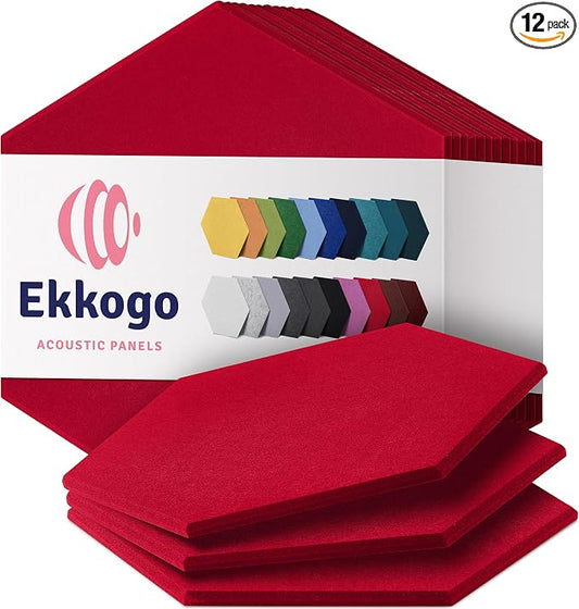 Acoustic Panels 12-Pack Soundproof Wall Panels 14"X12.1"X0.4" Sound Panels High by EkkogoAcousticPanels