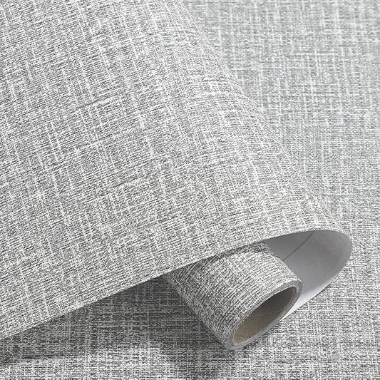 Yancorp 10ft Textured Fabric Gray Wallpaper Faux Grasscloth Grey Peel and Stick by YancorpHomeDecor