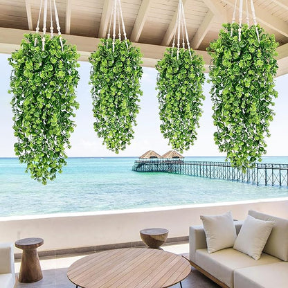 Waipfaru 4Pcs Fake Hanging Plants 3ft Fake Plants UV Resistant Fake Vines - Image 5