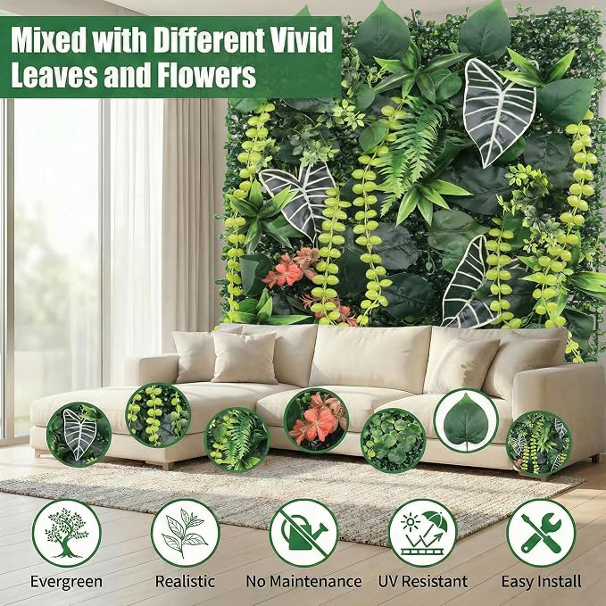 6 Pack 20"x20"Grass Wall Panels-Artificial Boxwood Panels - Image 3