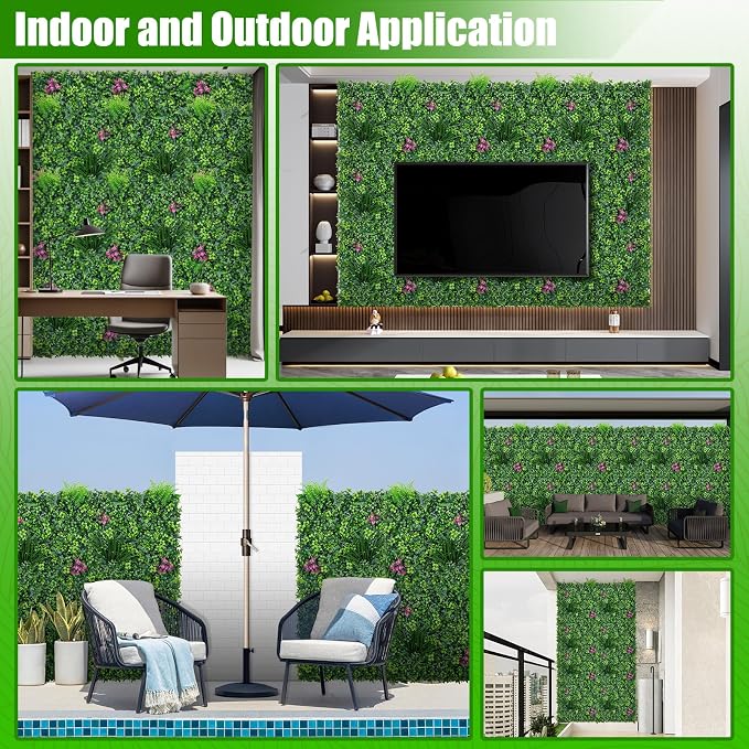 Artificial Grass Wall Roll Panels, UV-Anti Fake Greenery Plant Boxwood Panels - Image 6