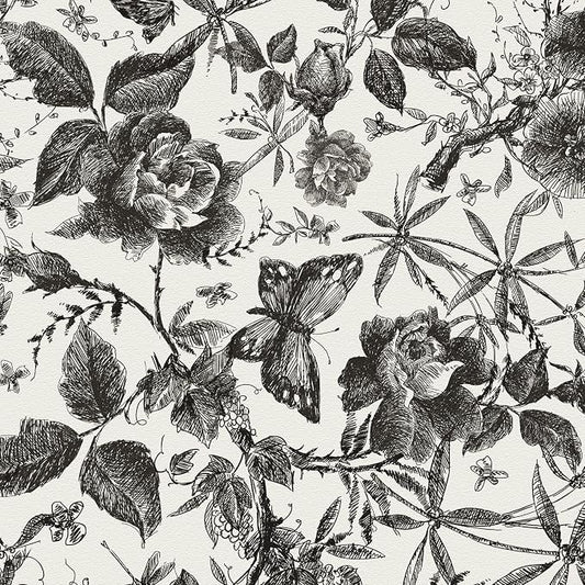 JiffDiff Floral Vintage Wallpaper Peel and Stick，Rose Wallpaper Removable Vinyl by wallpaper