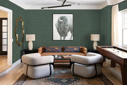 Guvana Grasscloth Peel and Stick Wallpaper Green/Gold Textured Contact Paper - Image 3