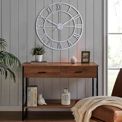 CLXEAST Large Modern 30 Inch Wall Clock Silver, Oversized Big Roman Numeral - Image 8