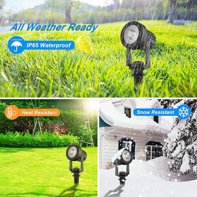 Solar Spot Lights Outdoor, Color Changing Lights RGB Landscape Lighting Waterproof Auto ON/Off Adjustable Garden Spotlight for Yard, Garden, Driveway, Pool, Lawn (6-in-1)