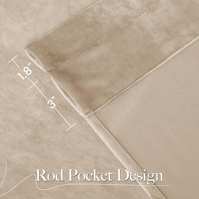 NICETOWN Beige Velvet Curtains Long Drapes, Living Room Office Luxury Bedroom - Image 7