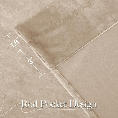 NICETOWN Beige Velvet Curtains Long Drapes, Living Room Office Luxury Bedroom - Image 7