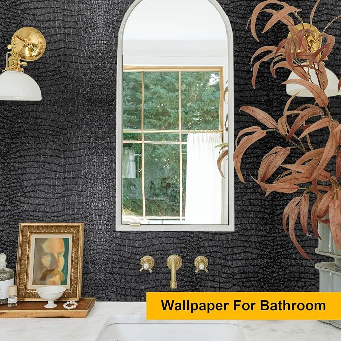 Fititem Black Peel and Stick Wallpaper 472inL 17.3inW Black Contact Paper - Image 3