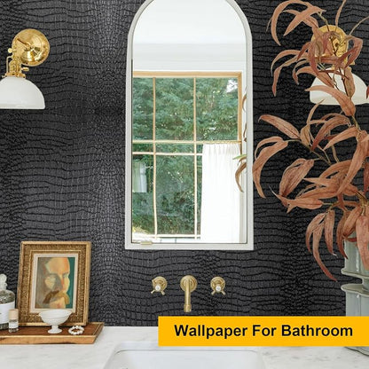 Fititem Black Peel and Stick Wallpaper 1180inL 17.3inW Black Contact Paper - Image 3